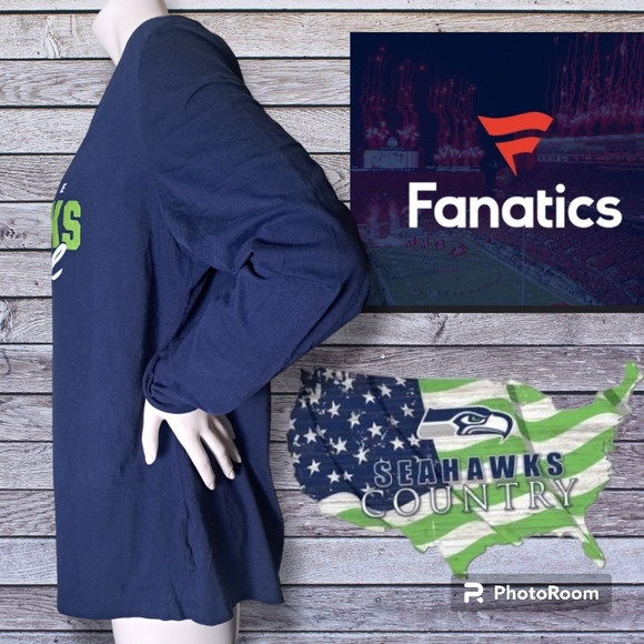 NEW Seattle Seahawks NFL Women's Navy Blue Long Sleeve V-neck Shirt Plus Size 3X - Picture 2 of 6